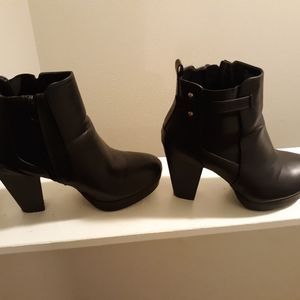 Black Chunky Heel Booties
